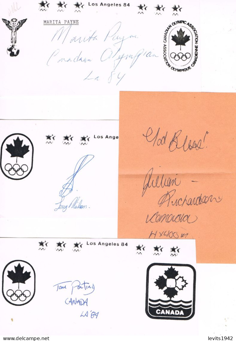 JEUX OLYMPIQUES - AUTOGRAPHES DE MEDAILLES OLYMPIQUES - CONCURRENTS DU CANADA - - Autographes