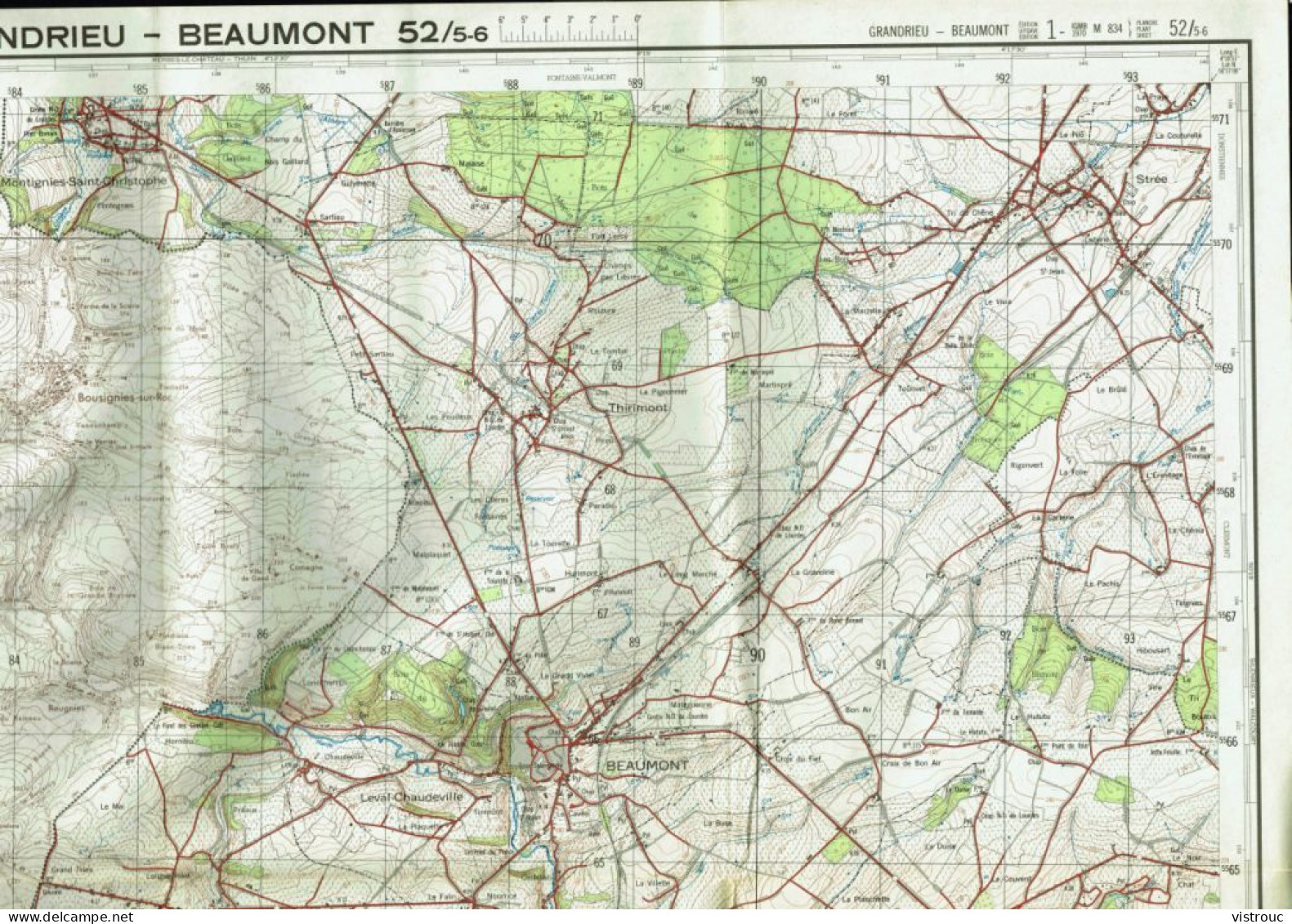 Institut Géographique Militaire Be - "GRANDRIEU-BEAUMONT" - N° 52/5-6 - Edition: 1970 - Echelle 1/25.000 - Topographische Karten