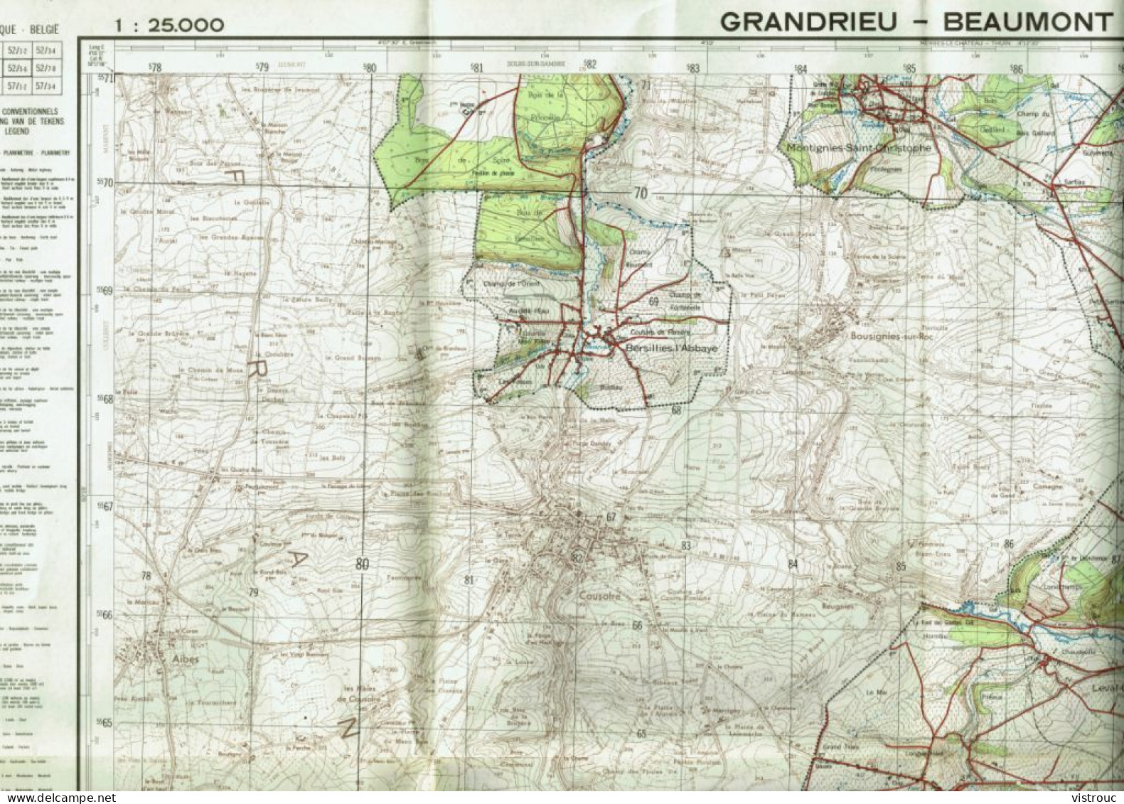 Institut Géographique Militaire Be - "GRANDRIEU-BEAUMONT" - N° 52/5-6 - Edition: 1970 - Echelle 1/25.000 - Cartes Topographiques