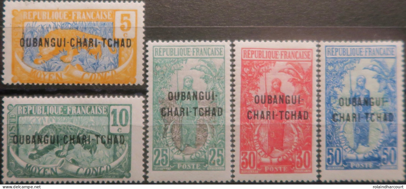 LP3972/249 - 1922 - COLONIES FRANÇAISES - OUBANGUI-CHARI - SERIE COMPLETE - N°20 à 24 NEUFS* - Nuevos