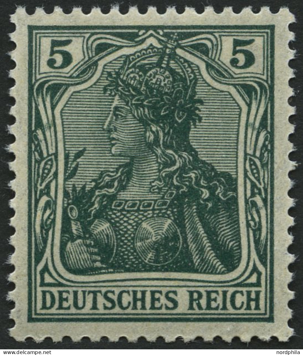 Dt. Reich 85IIe , 1918, 5 Pf. Schwarzopalgrün Kriegsdruck, Pracht, Gepr. Jäschke, Mi. 400.- - Ongebruikt