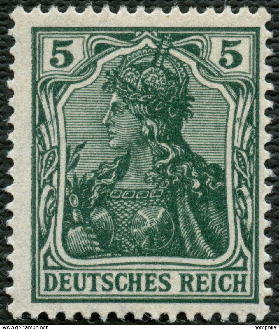 Dt. Reich 85IIe , 1918, 5 Pf. Schwarzopalgrün Kriegsdruck, Postfrisch, Pracht, Kurzbefund Jäschke-L., Mi. 500.- - Neufs