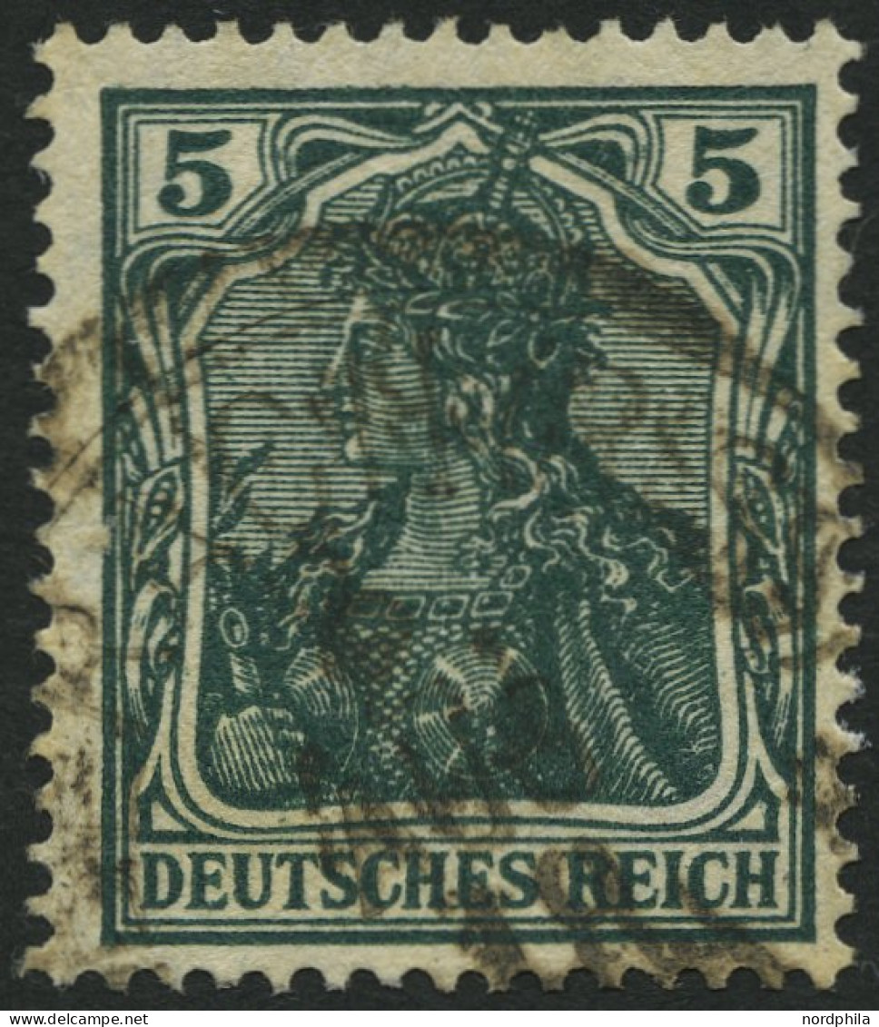 Dt. Reich 85IIe O, 1918, 5 Pf. Schwarzopalgrün Kriegsdruck, Pracht, Gepr. Jäschke-L., Mi. 100.- - Gebruikt