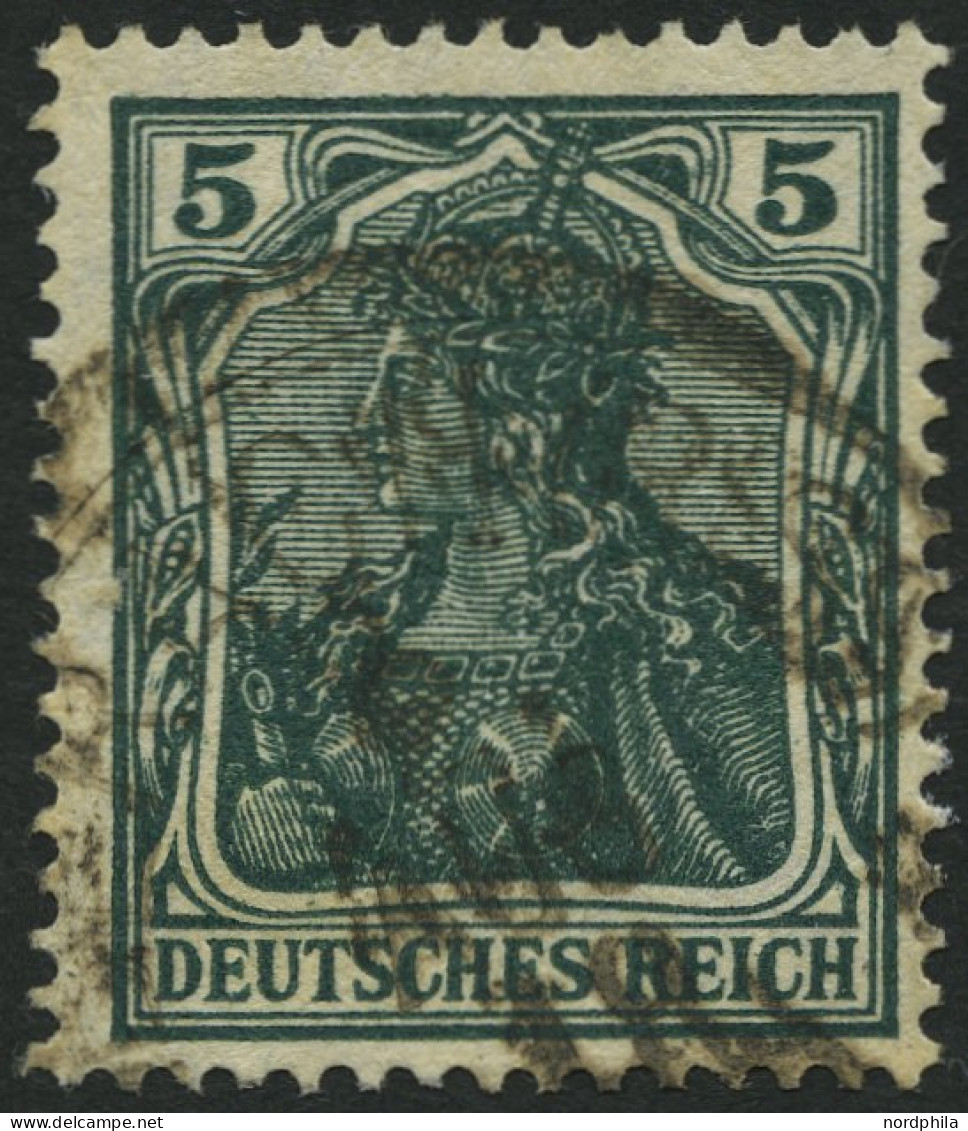 Dt. Reich 85IIe O, 1918, 5 Pf. Schwarzopalgrün Kriegsdruck, Pracht, Gepr. Jäschke-L., Mi. 100.- - Gebraucht