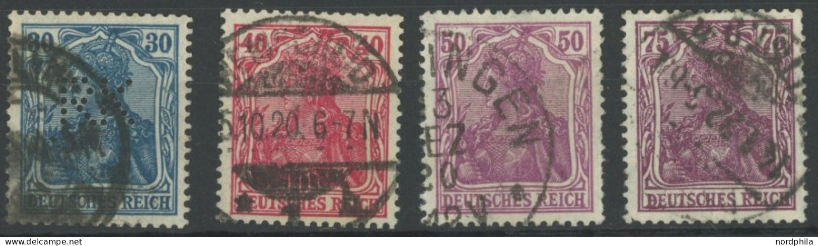 Dt. Reich 144-46,148I O, 1920, 30 - 50 Pf. Und 75 Pf., Type I, 4 Werte üblich Gezähnt Pracht, Gepr. Bauer, Mi. 175.- - Autres & Non Classés