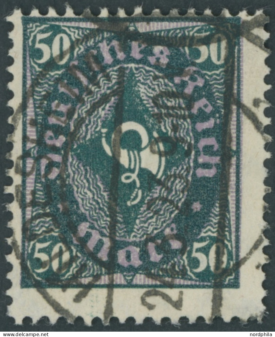 Dt. Reich 209PY O, 1922, 50 M. Schwarzbläulichgrün, Wz. Kreuzblüten, Stempel HILDESHEIM, Pracht, Fotoattest Dr. Oechsner - Gebruikt