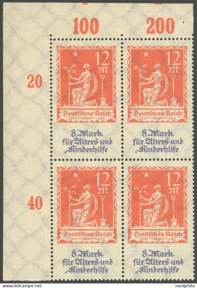 Dt. Reich 234PF , 1922, 12 M. Allegorie Mit Plattenfehler F Unten Links Abgeschrägt (Feld 1), Im Oberen Linken Eckrandvi - Other & Unclassified