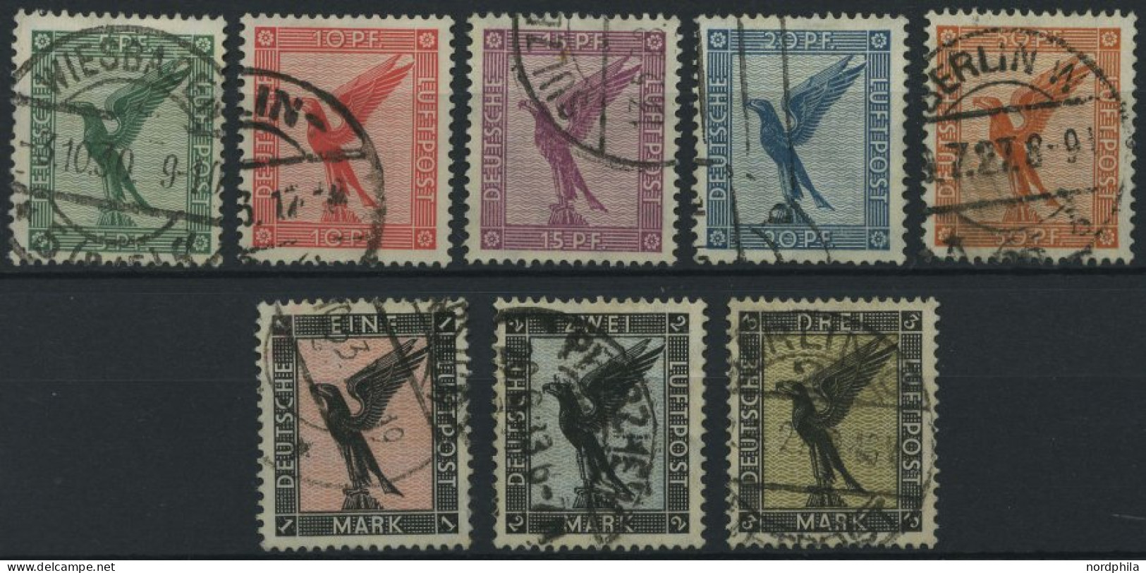 Dt. Reich 378-84 O, 1926, Adler, Satz Feinst/Pracht, Mi. 170.- - Used Stamps