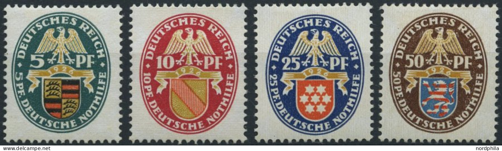 Dt. Reich 398-401 , 1926, Nothilfe, Falzreste, Prachtsatz, Mi. 70.- - Neufs