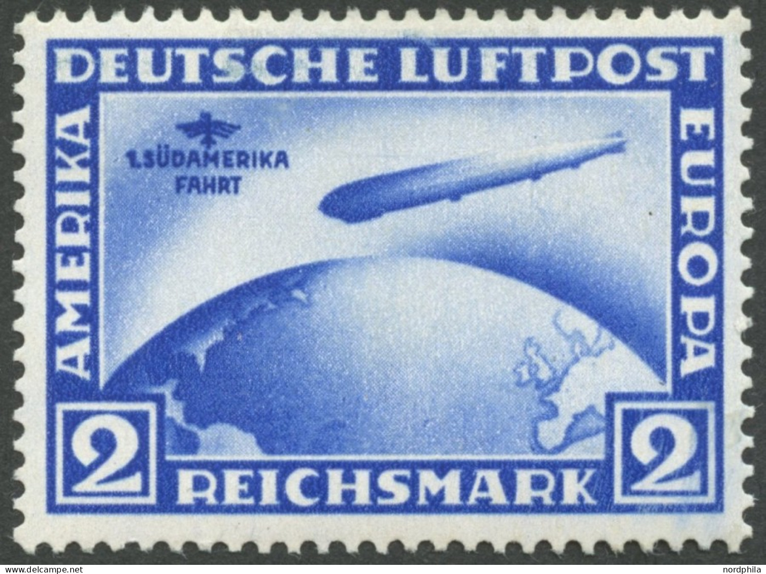 Dt. Reich 438X , 1930, 2 RM Südamerikafahrt, Wz. Stehend, Falzreste, Pracht, Mi. 400.- - Ungebraucht