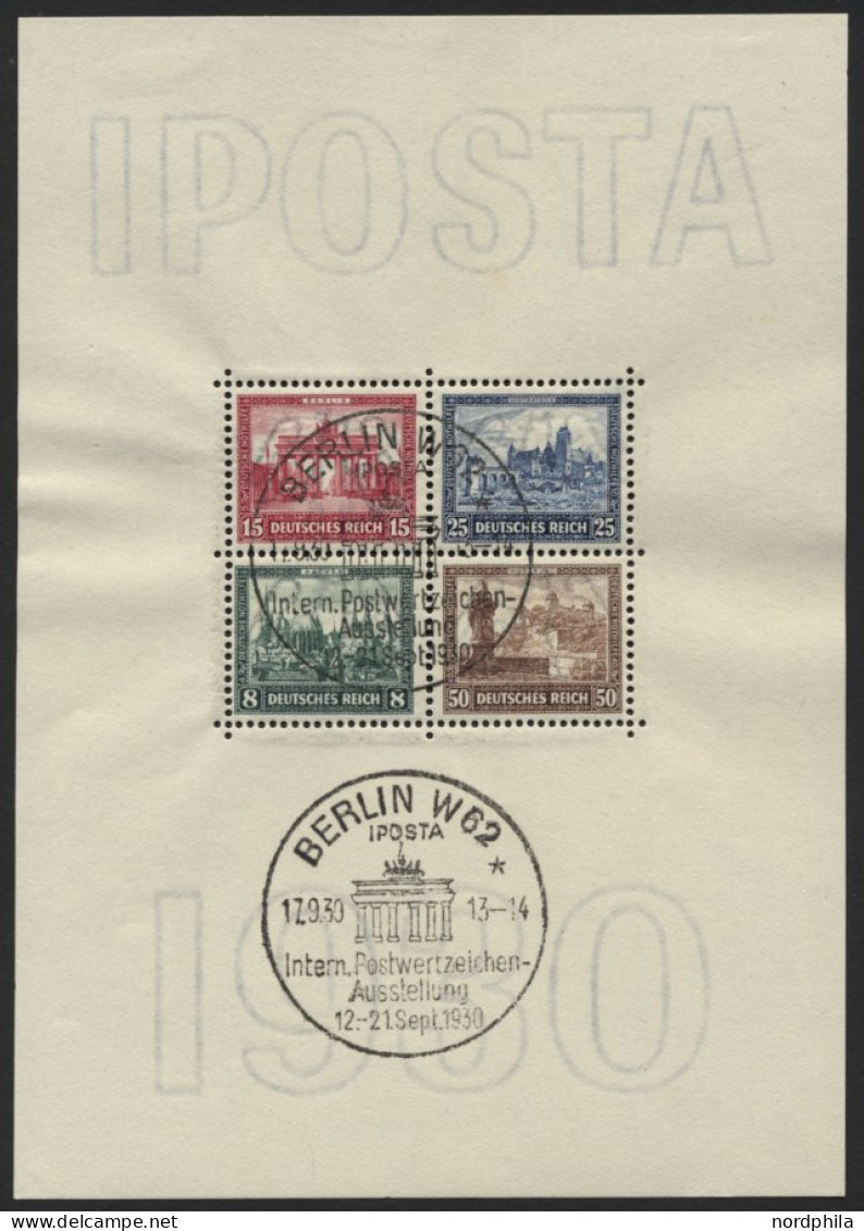 Dt. Reich Bl. 1 O, 1930, Block IPOSTA, Sonderstempel, Pracht, Mi. 2000.- - Blocks & Kleinbögen