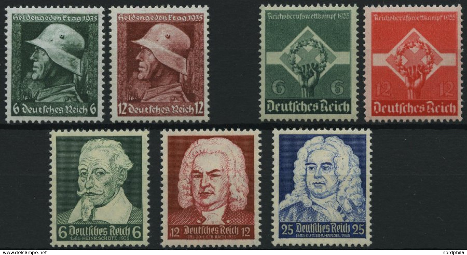 Dt. Reich 569-75 , 1935, 3 Prachtsätze, Mi. 77.- - Unused Stamps