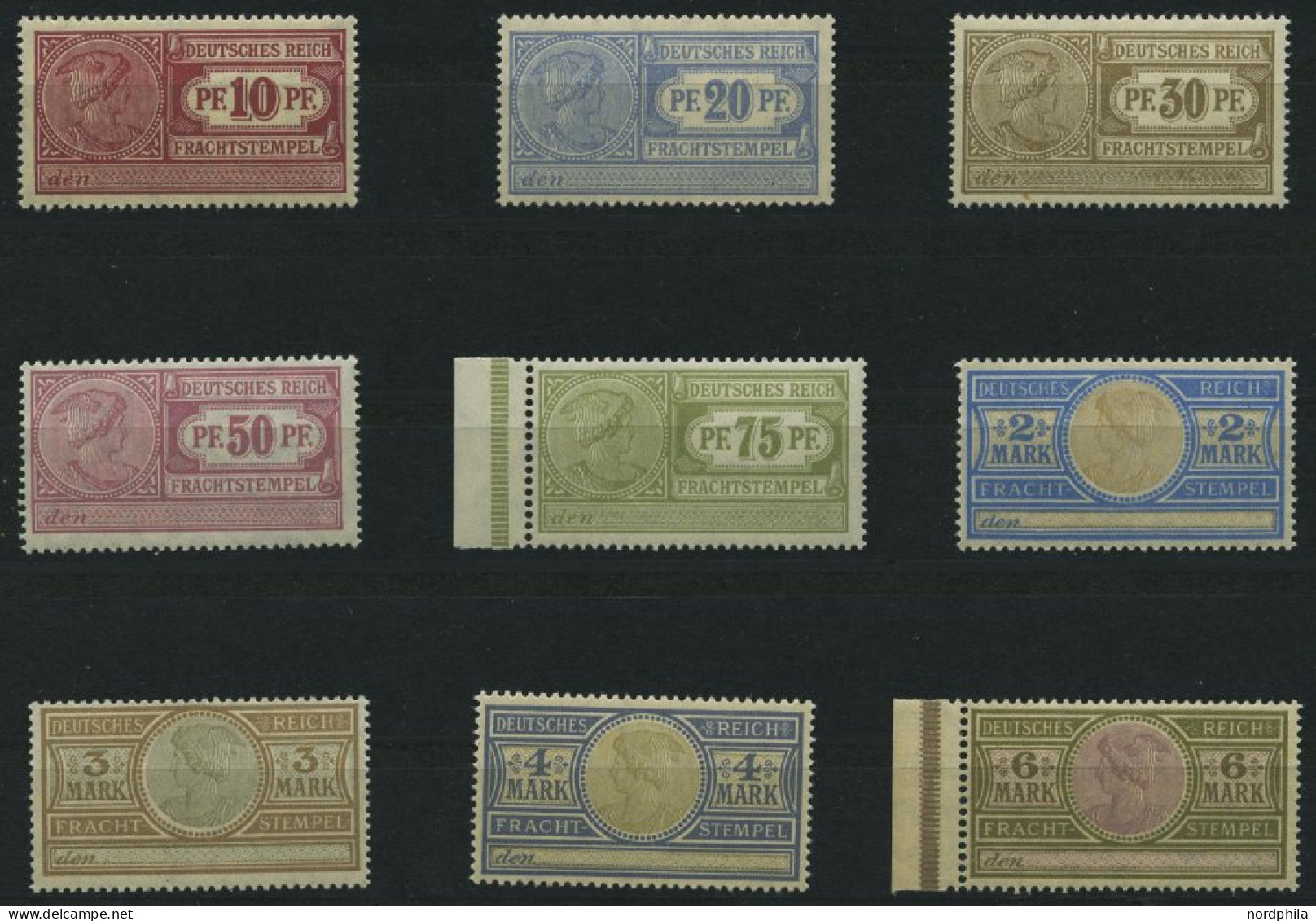 DIENSTMARKEN , 1906, 10 Pf. - 6 Mk. Frachtstempelmarken, Wz. Kreuzblüten, 9 Werte Postfrisch, Pracht - Officials