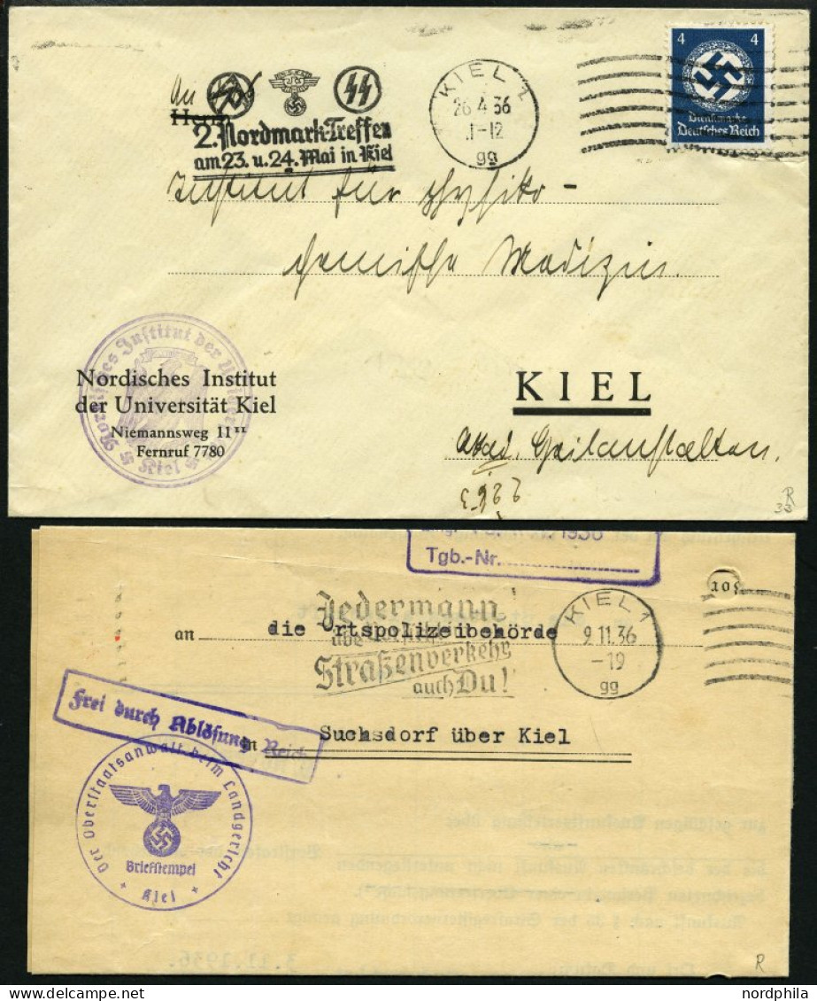 SAMMLUNGEN 1922-45, Reichhaltige Stempelsammlung Kieler Maschinenstempel Mit Werbeeinsätzen, Insgesamt 156 Belege Mit Vi - Lettres & Documents