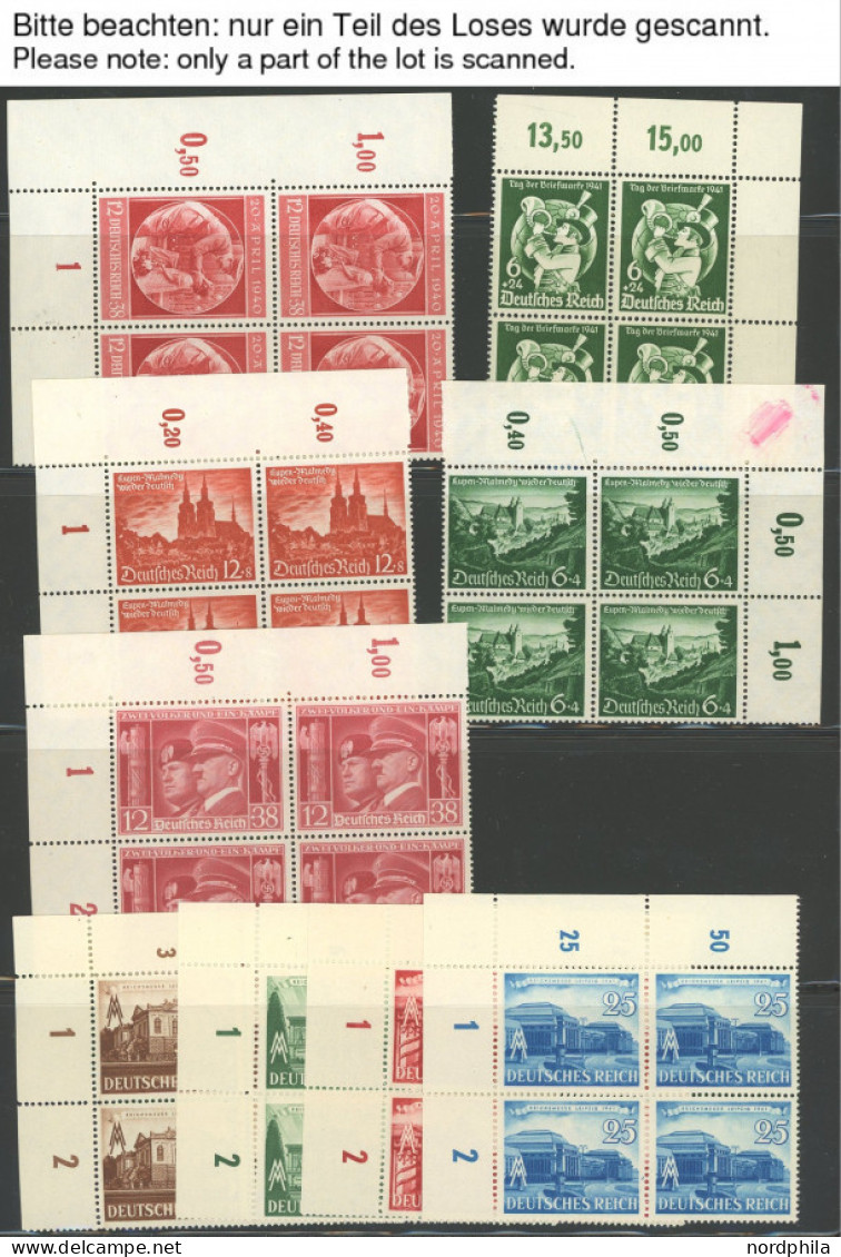 SAMMLUNGEN VB , 1938-45, Sammlung Von 112 Verschiedenen Eckrandviererblocks, Bei Einigen Werten Falzreste Im Rand, Marke - Other & Unclassified