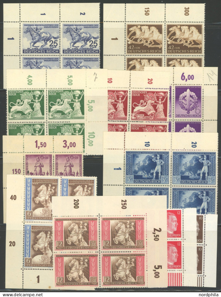 SAMMLUNGEN VB , 1938-45, Sammlung Von 112 Verschiedenen Eckrandviererblocks, Bei Einigen Werten Falzreste Im Rand, Marke - Andere & Zonder Classificatie