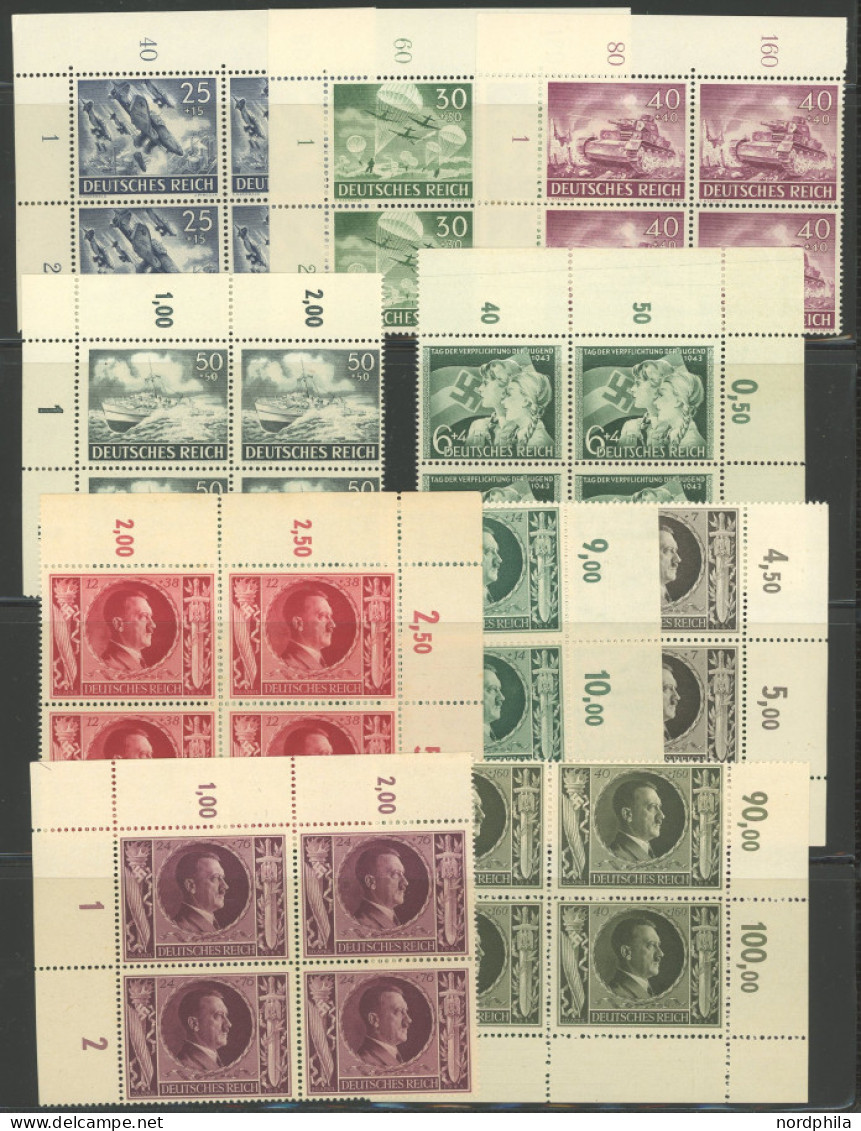 SAMMLUNGEN VB , 1938-45, Sammlung Von 112 Verschiedenen Eckrandviererblocks, Bei Einigen Werten Falzreste Im Rand, Marke - Other & Unclassified