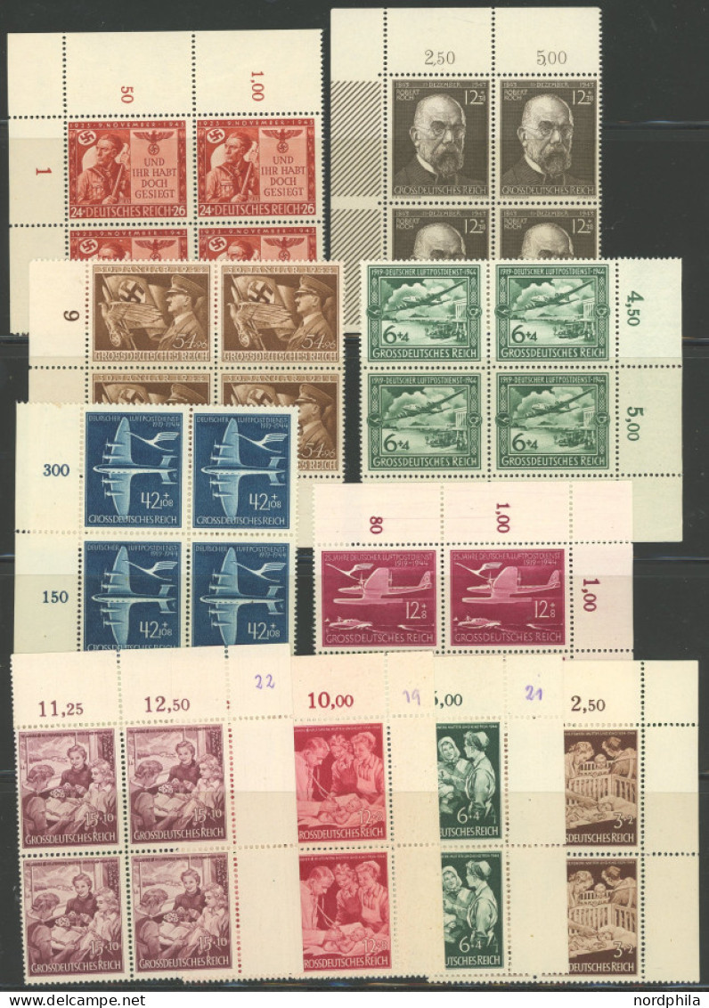 SAMMLUNGEN VB , 1938-45, Sammlung Von 112 Verschiedenen Eckrandviererblocks, Bei Einigen Werten Falzreste Im Rand, Marke - Andere & Zonder Classificatie