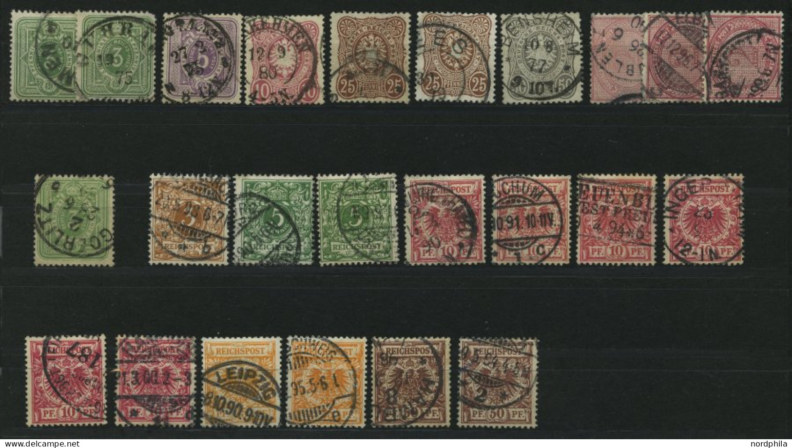 LOTS O, 1875-1899, 24 Verschiedene Kleinere Werte Pfennige, Pfennig Und Krone/Adler, Erhaltung Feinst/Pracht, Alle Geprü - Oblitérés