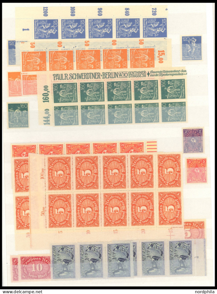 LOTS , Lagerbuch Inflation, Meist Ab 1921, Incl. Dienstmarken, Fast Nur Postfrisch, Teils In Einheiten (meist 10er-Randb - Sonstige & Ohne Zuordnung