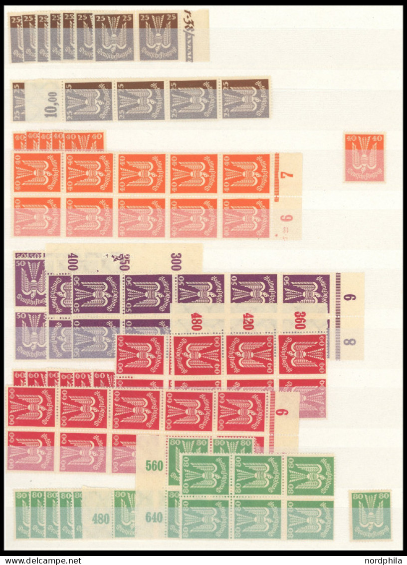 LOTS , Lagerbuch Inflation, meist ab 1921, incl. Dienstmarken, fast nur postfrisch, teils in Einheiten (meist 10er-Randb