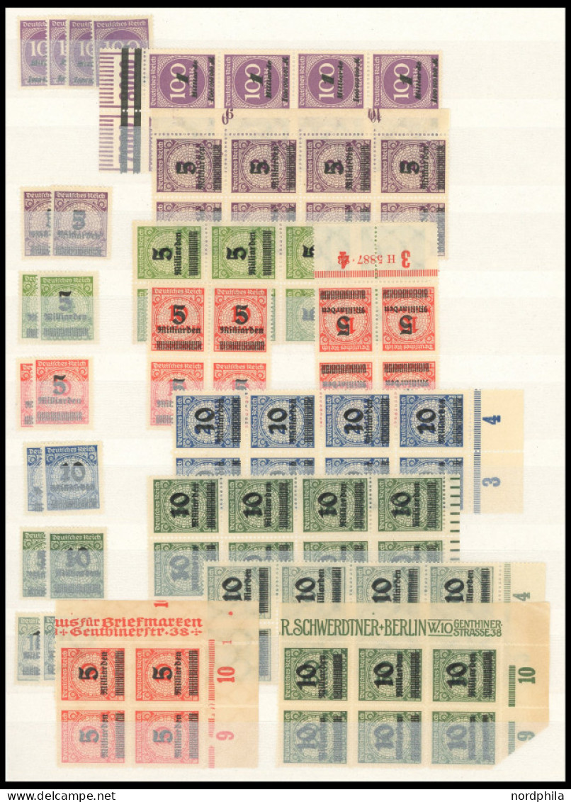 LOTS , Lagerbuch Inflation, meist ab 1921, incl. Dienstmarken, fast nur postfrisch, teils in Einheiten (meist 10er-Randb