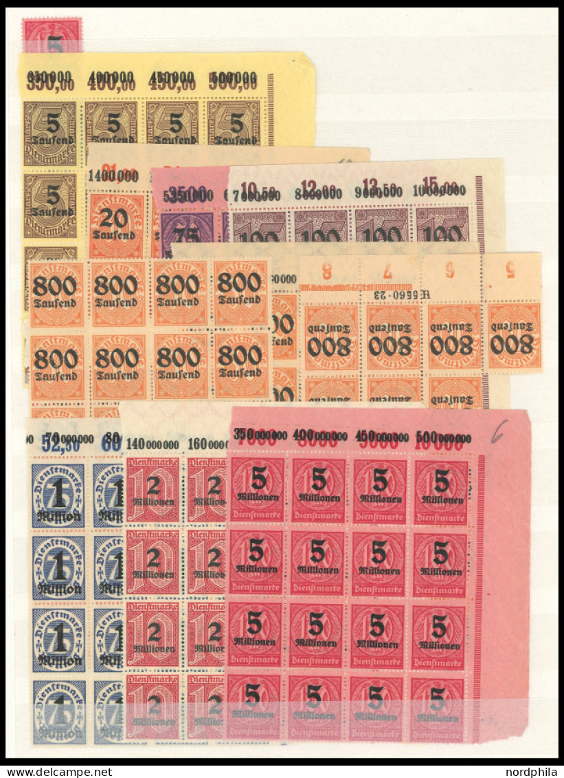 LOTS , Lagerbuch Inflation, meist ab 1921, incl. Dienstmarken, fast nur postfrisch, teils in Einheiten (meist 10er-Randb