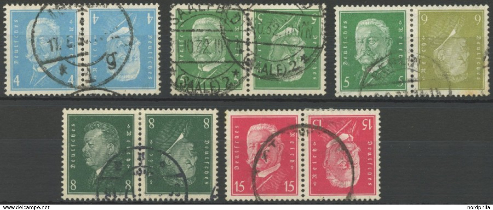 ZUSAMMENDRUCKE K 9-12,14 O, 1928/32, Reichspräsidenten, 5 Kehrdruckpaare, Feinst/Pracht, Mi. 210.- - Zusammendrucke