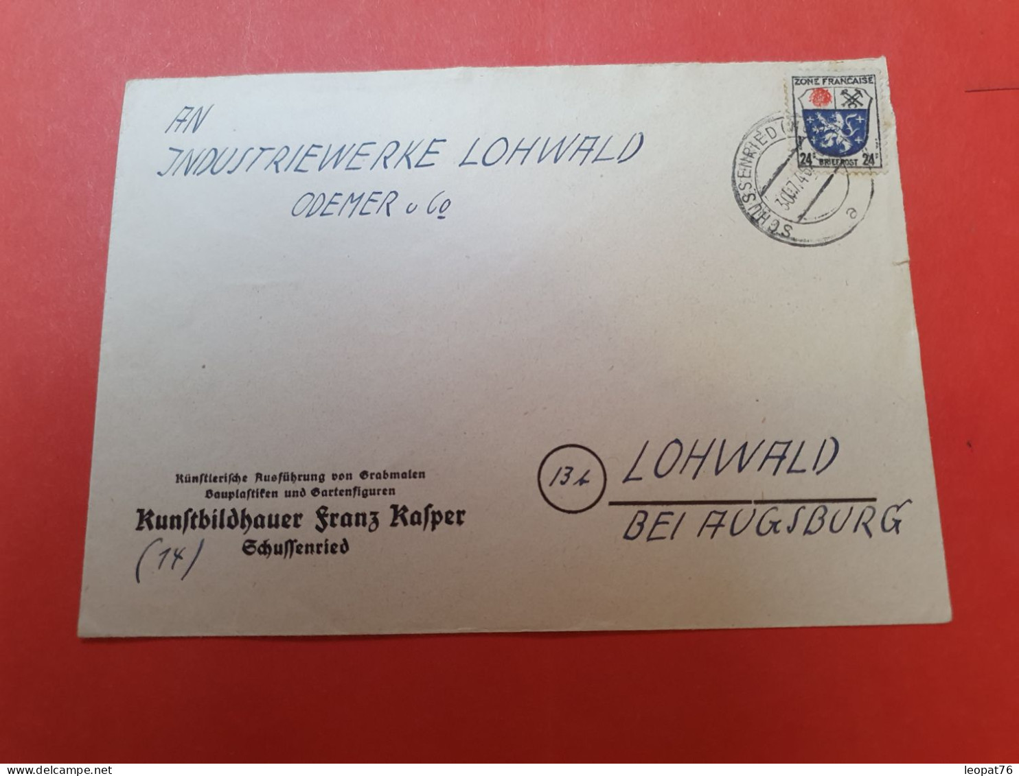 Allemagne / Occupation Française - Enveloppe De Schussenried Pour Lohwald En 1946 - D 231 - Amtliche Ausgaben