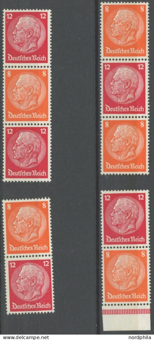 ZUSAMMENDRUCKE S 110-13 , 1933, Hindenburg, Wz. 2, Alle 4 Senkrechten Zusammendrucke, Postfrisch, Pracht, Mi. 240.- - Zusammendrucke