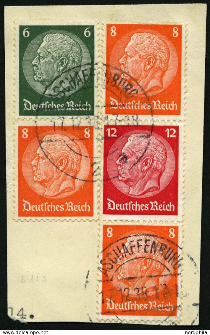 ZUSAMMENDRUCKE S 113 BrfStk, 1933, Hindenburg 8 + 12 + 8 Mit Zusatzfrankatur Auf Briefstück, Pracht, Mi. 120.- - Zusammendrucke