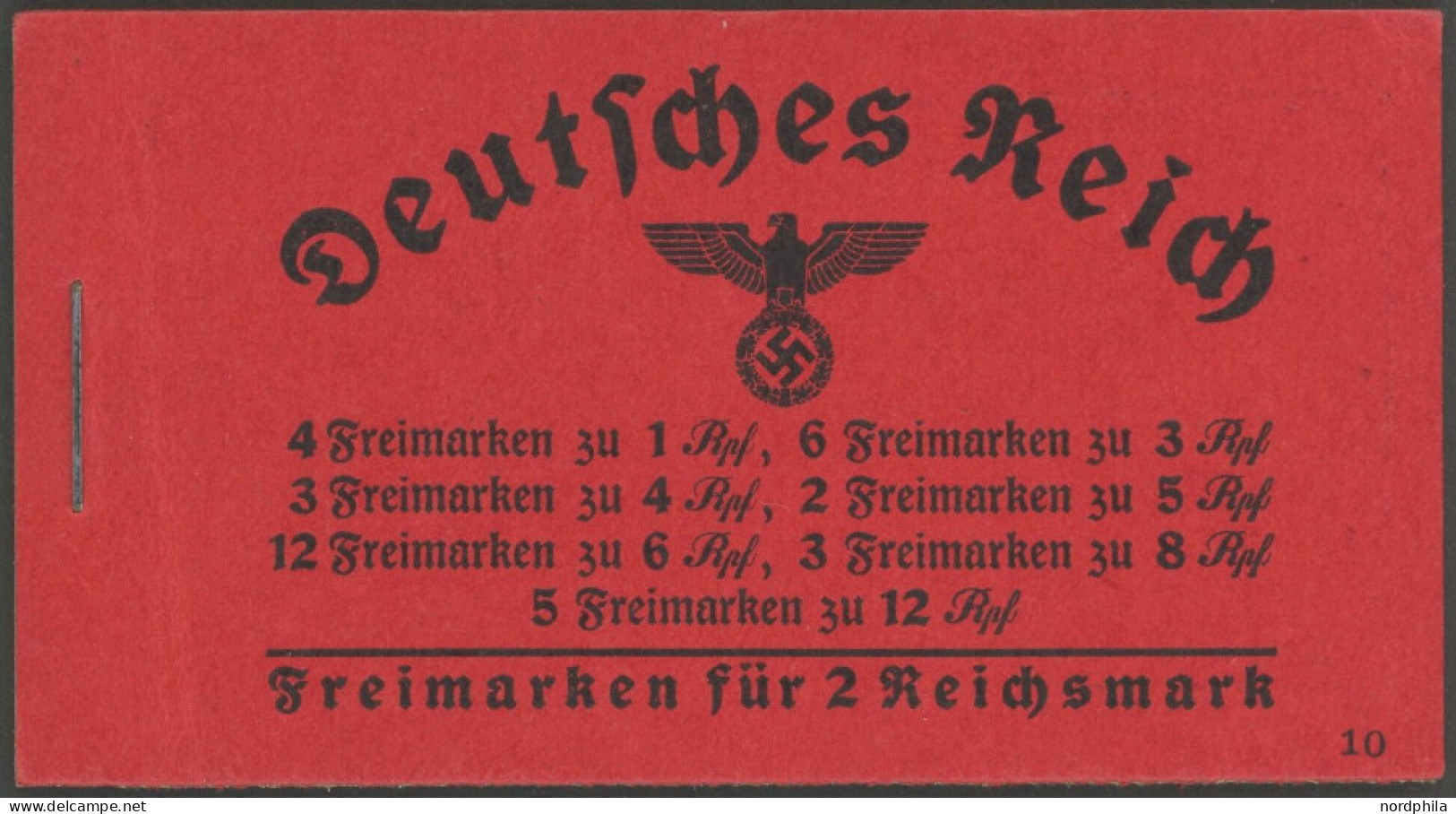 ZUSAMMENDRUCKE MH 38.2 , 1939, Markenheftchen Hindenburg, ONr. 10, Postfrisch, Pracht, Mi. 250.- - Se-Tenant