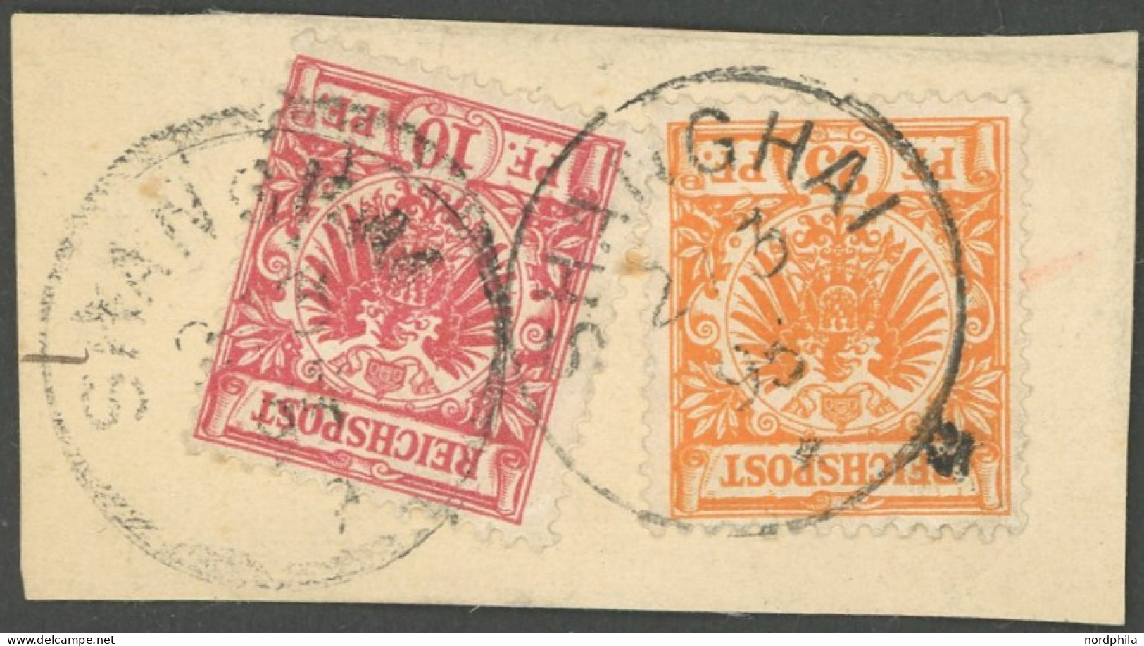 DP CHINA V 47b, 49b BrfStk, 1895, 10 Pf. Lebhaftrosarot Und 25 Pf. Gelblichorange, K1 SHANGHAI, Etwas Bügiges Leinenbrie - China (offices)