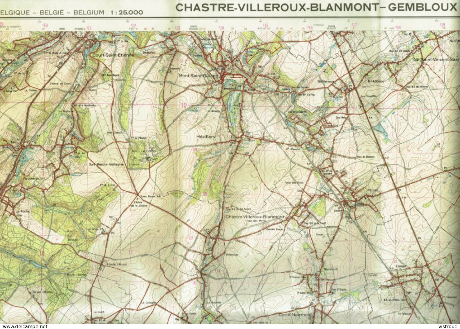 Institut Géographique Militaire Be - "CHASTRE-VILLEROUX-BLANMONT-GEMBLOUX" - N° 40/5-6- Edition: 1972 - Echelle 1/25.000 - Topographical Maps