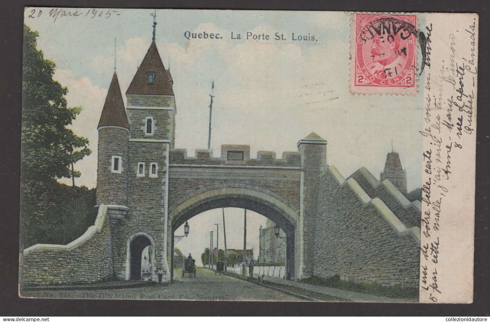 QUÉBEC - LA PORTE ST. LUIS - ARRIVO DELLA CARROZZA - CARTOLINA FP SPEDITA NEL 1905 - Québec - La Cité