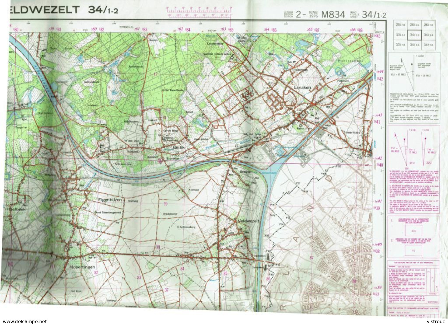 Institut Géographique Militaire Be - "BILZEN-WELDWEZELT" - N° 34/-2 - Edition: 1976 - Echelle 1/25.000 - Topographische Karten