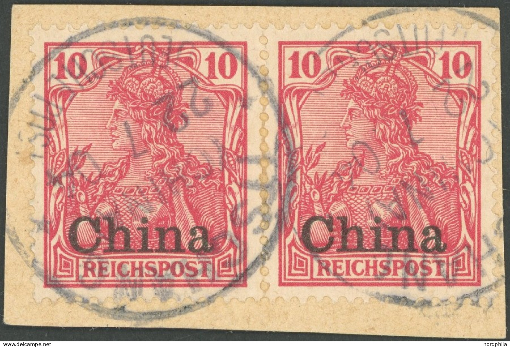 DP CHINA 17 Paar BrfStk, ITSCHANG, 22.7.04, Auf Waagerechtem Paar 10 Pf. Reichspost, Prachtbriefstück - China (kantoren)