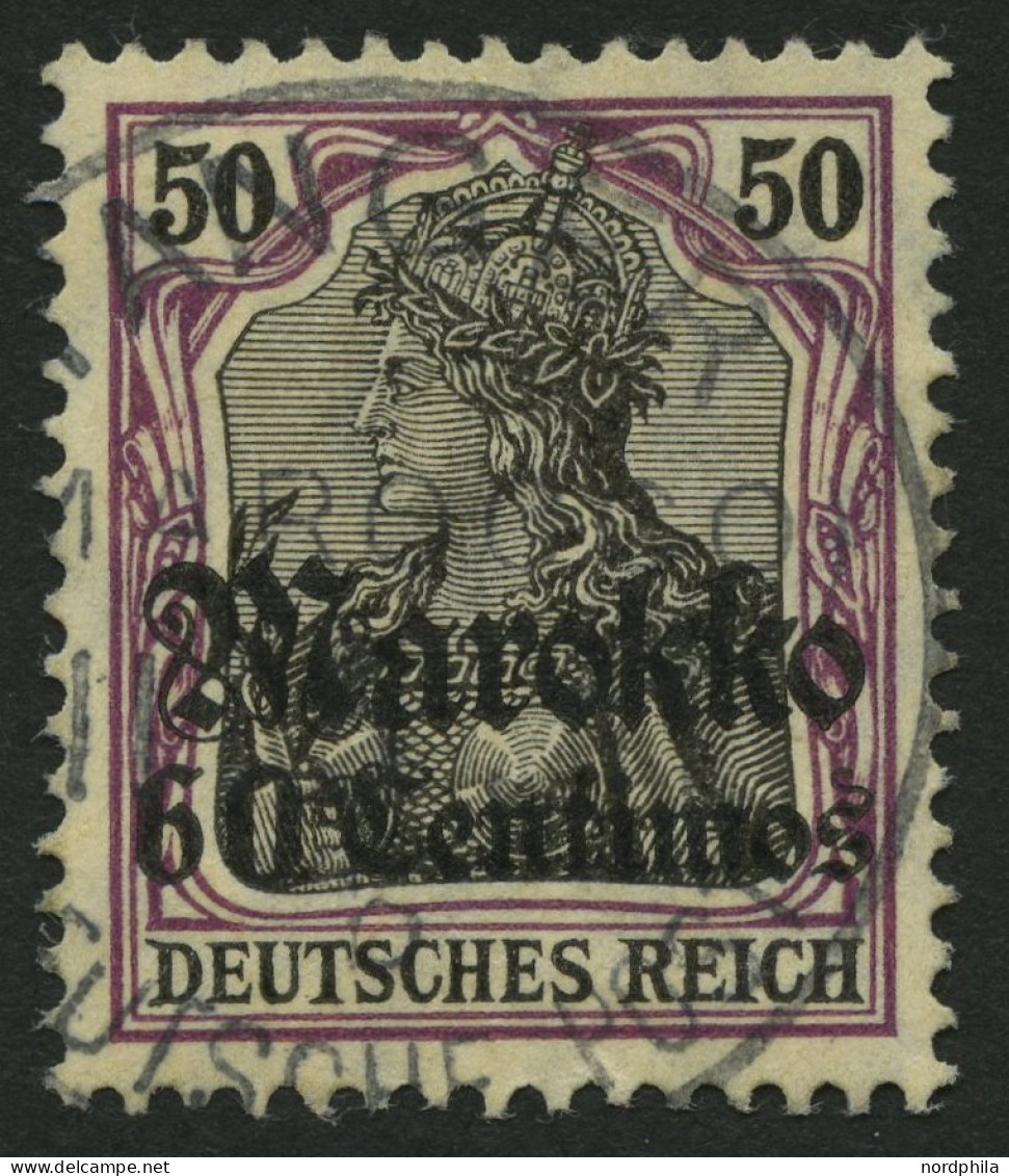 DP IN MAROKKO 53I O, 1911, 60 C. Auf 50 Pf., Friedensdruck, Stempel TANGER B (CC), Pracht, R! - Marruecos (oficinas)