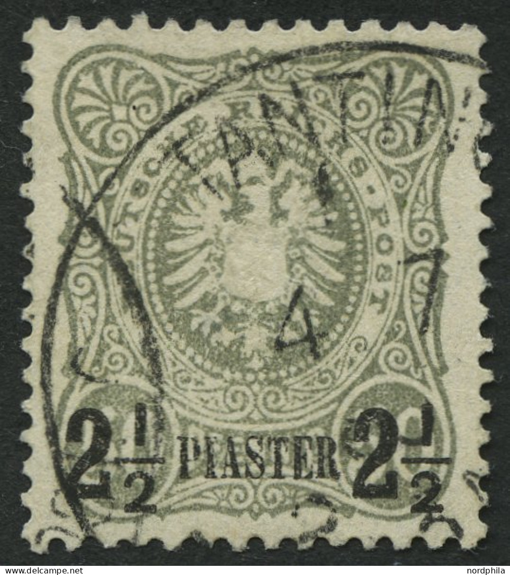 DP TÜRKEI 5a O, 1884, 21/2 PIA. Auf 50 Pf. Graugrün, Feinst, Mi. 190.- - Turkse Rijk (kantoren)