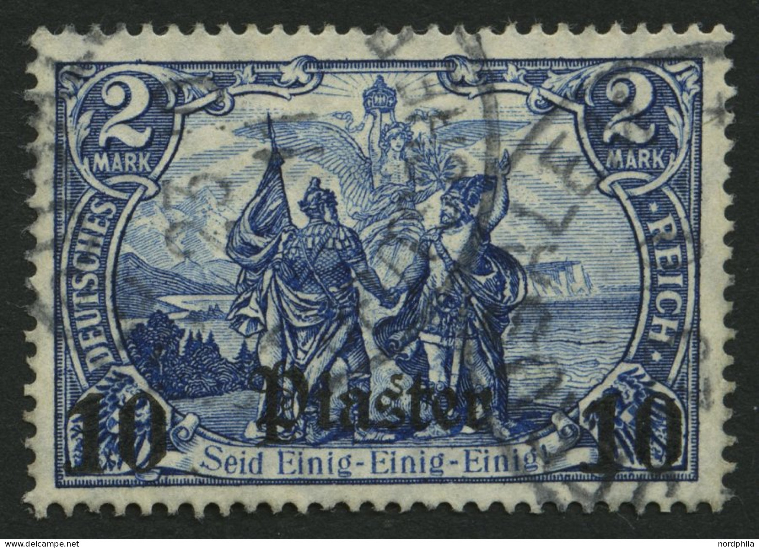 DP TÜRKEI 45 O, 1906, 10 Pia. Auf 2 M., Mit Wz., Pracht, Mi. 60.- - Deutsche Post In Der Türkei