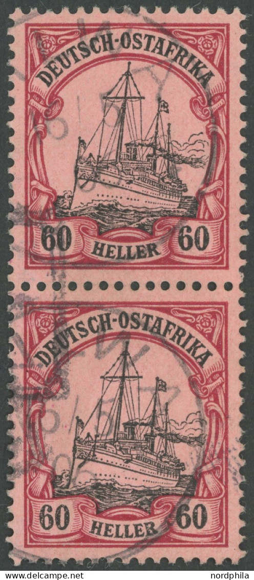 DEUTSCH-OSTAFRIKA 29 Paar O, 1905, 60 H. Dunkelrötlichkarmin/braunschwarz Auf Mattkarminrot, Ohne Wz., Im Senkrechten Pa - Afrique Orientale