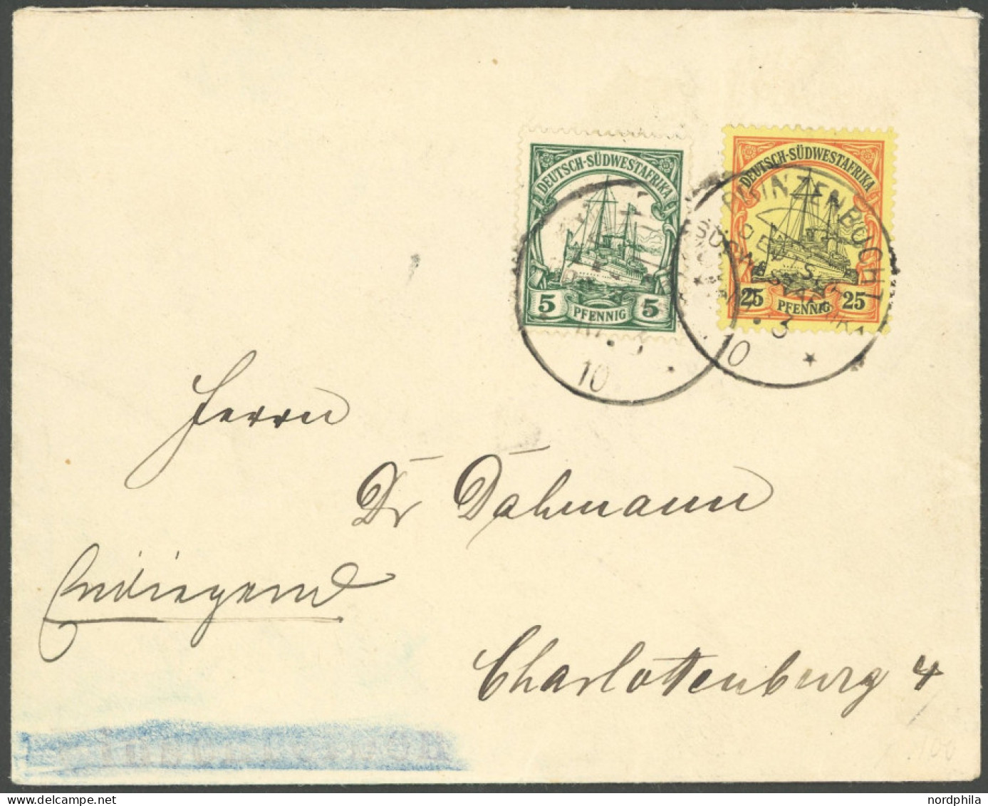 DSWA 15,25 BRIEF, PRINZENBUCHT, 10.3.00, Auf 25 Und 5 Pf., Prachtbrief Nach Charlottenburg, Gepr. Czimmek - German South West Africa