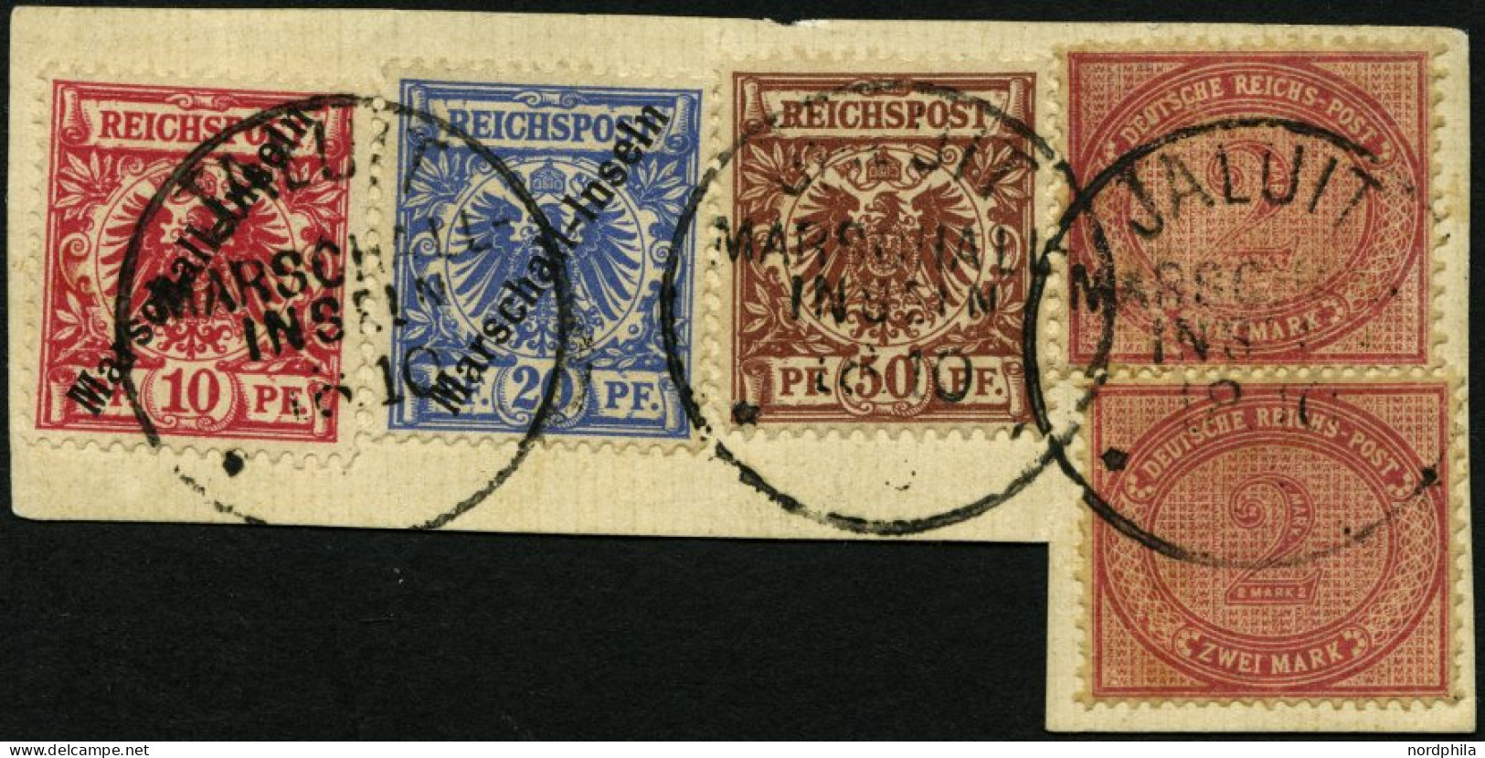 MARSHALL-INSELN V 37eV BrfStk, 1898, 2 M. Dunkelrotkarmin Mit Abart Große Unterbrechung Der Guilloche Unten Links, Fehle - Marshalleilanden