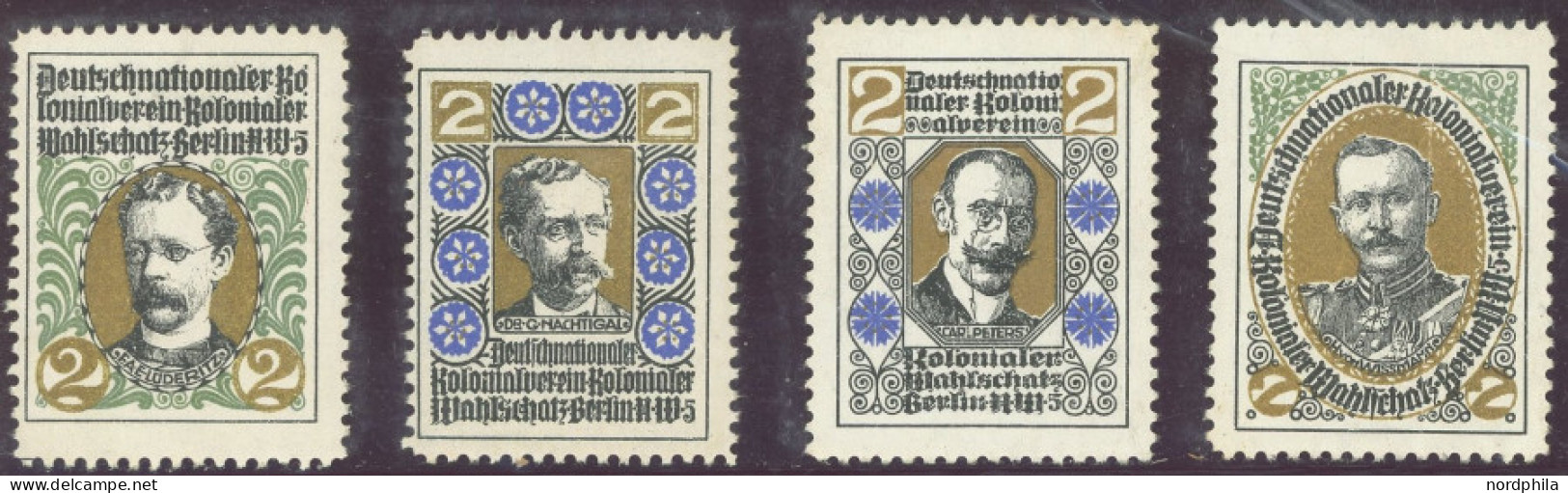 SAMMLUNGEN, LOTS , , Ca. 1910, Deutscher National Kolonialverein: 4 Verschiedene Vignetten Lüderitz, Nachtigal, Peters,  - Collections