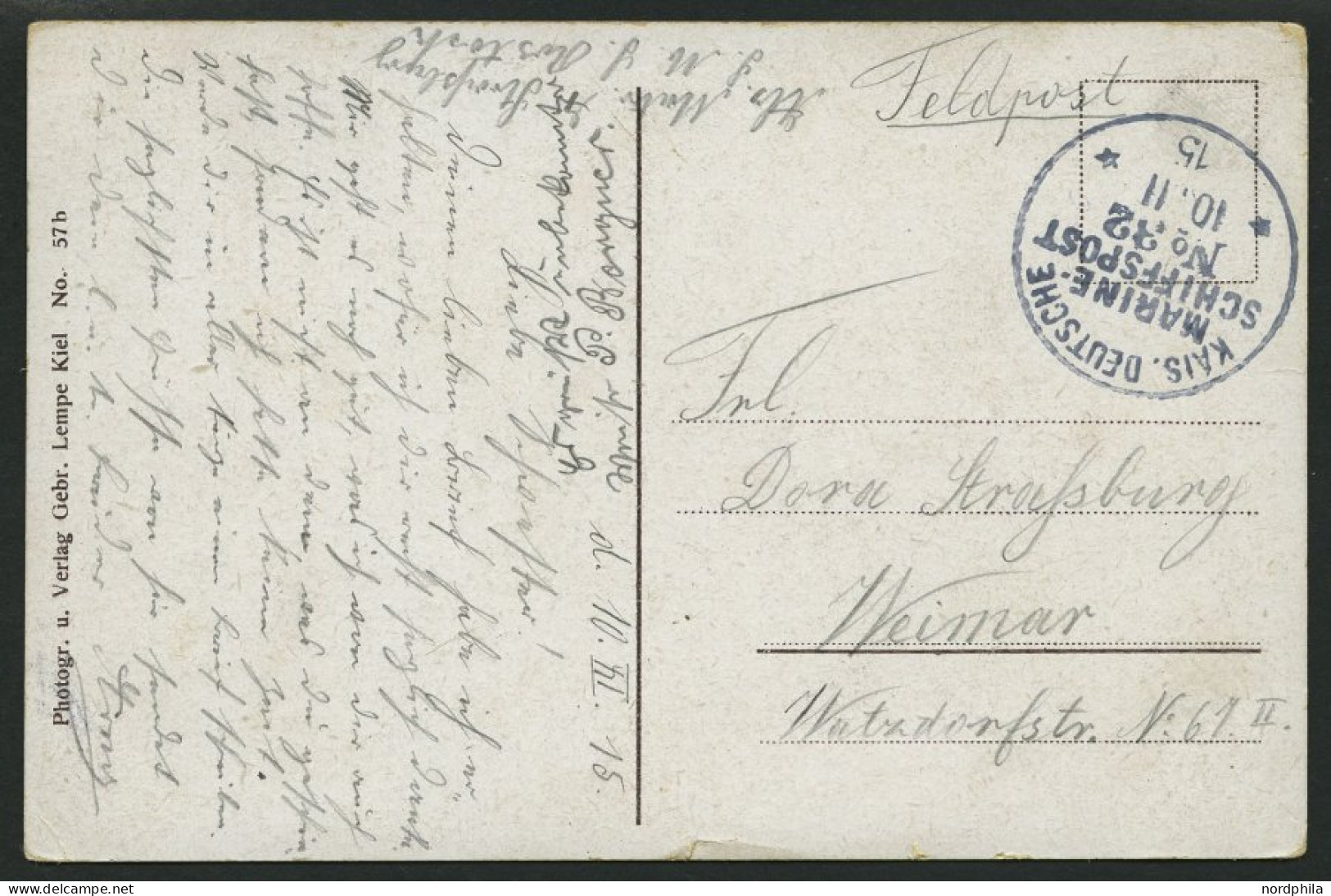 MSP VON 1914 - 1918 32 (Kleiner Kreuzer ROSTOCK), 10.11.1915, Feldpost-Ansichtskarte Von Bord Der Rostock, Pracht - Schiffahrt