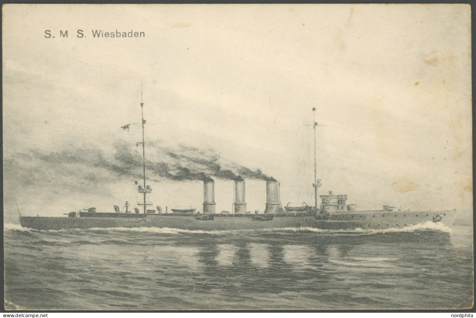 MSP VON 1914 - 1918 311, 15.6.16, FP-Ansichtskarte (S.M.S. Wiesbaden), Pracht - Schiffahrt