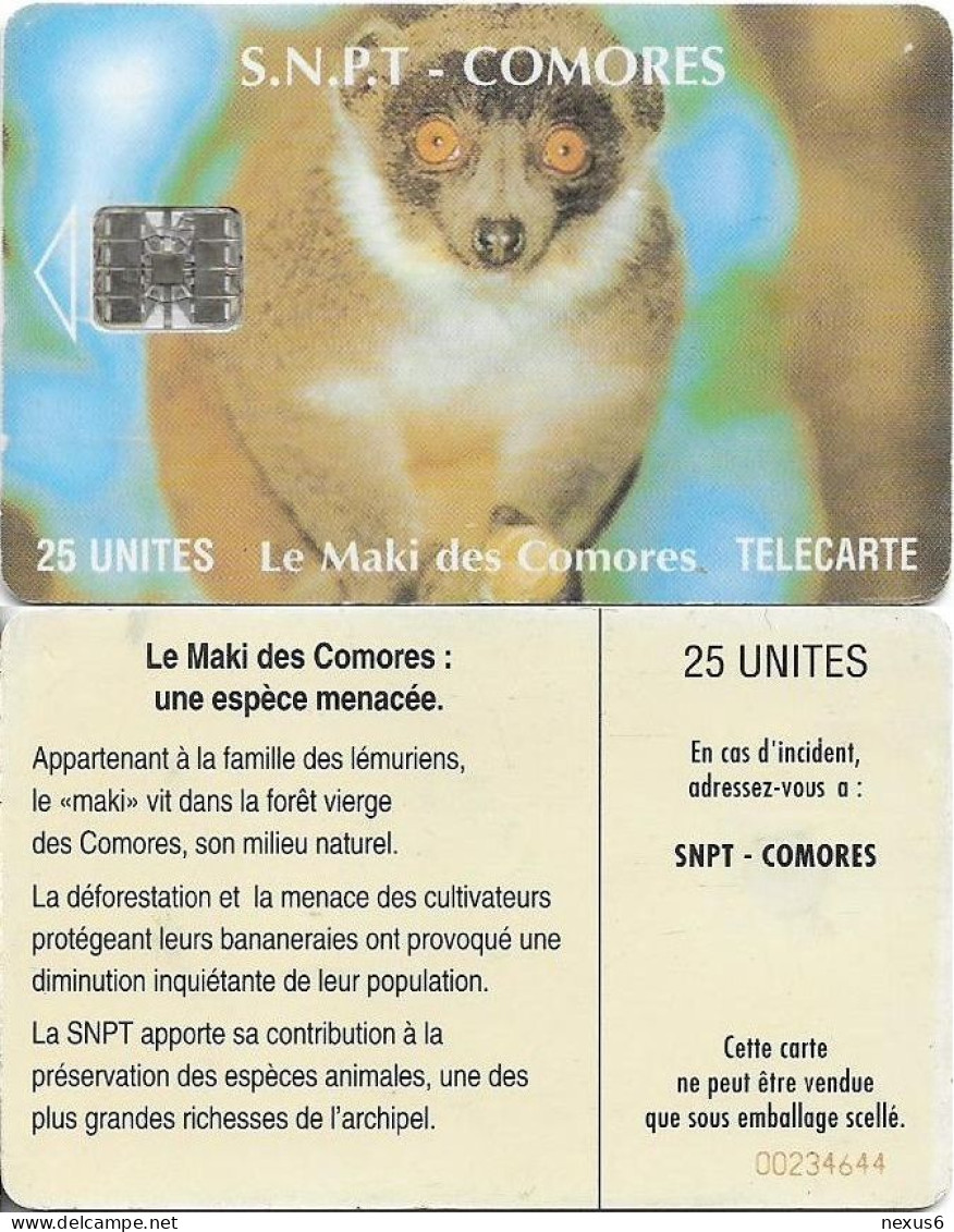 Comoros - S.N.P.T. - Maki, Without Moreno Up Right, Cn. 00234644 Below Message, SC7, 1994, 25Units, Used - Comoren