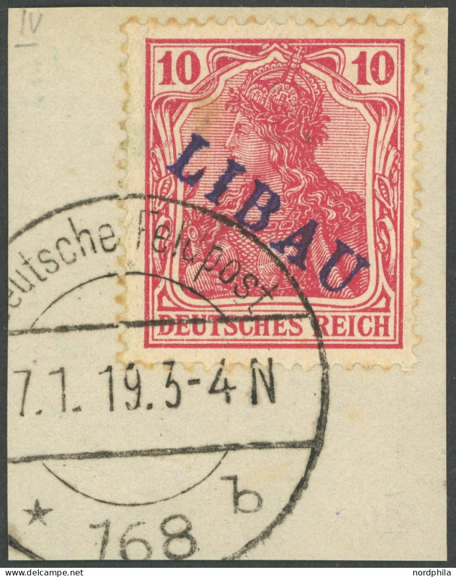 LIBAU 2A BrfStk, 1919, 10 Pf. Karminrot, Type I, Auf Briefstück, Etwas Fleckig Sonst Pracht, Gepr. Bühler, Mi. 70.- - Besetzungen 1914-18