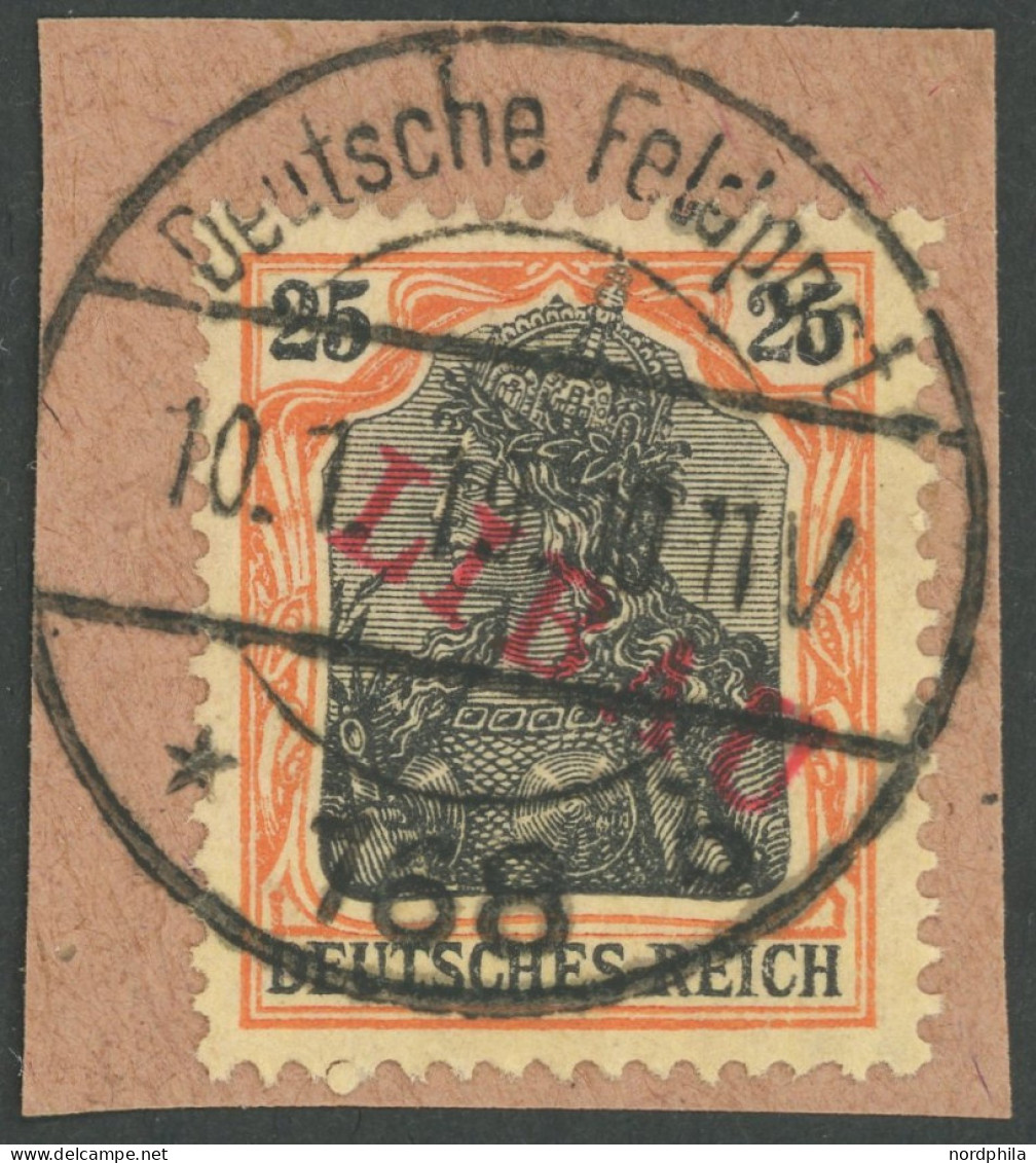 LIBAU 5Bb BrfStk, 1919, 25 Pf. Rotorange/schwarz, Type II, Aufdruck Rot, Prachtbriefstück, Signiert, Mi. (400.-) - Besetzungen 1914-18