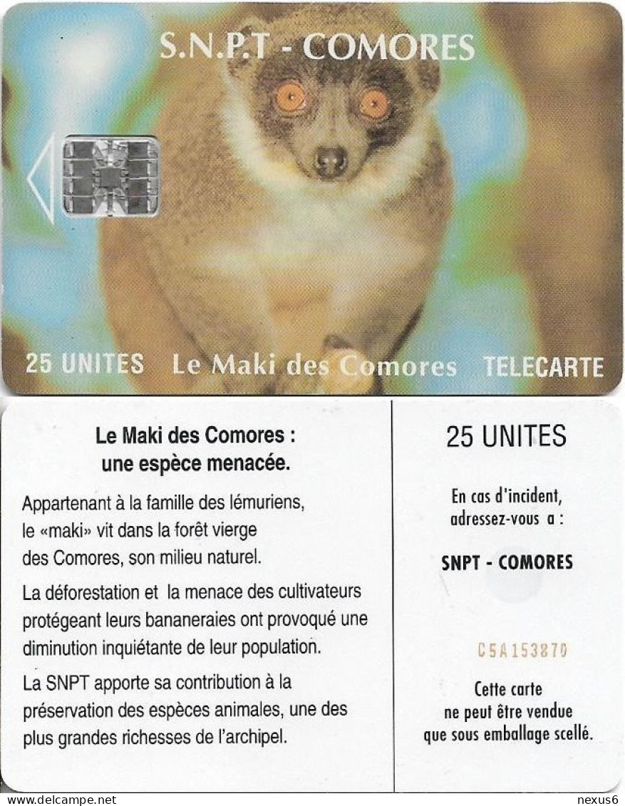 Comoros - S.N.P.T. - Maki, Without Moreno Up Right, Cn. C5A153870 Above Message, SC7, 1994, 25Units, Used - Comoren